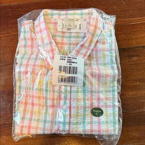 BNWT LL Bean Vacationland Seersucker Plaid Shirt